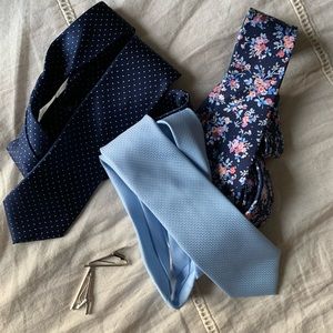 3 ties and 2 tie clips